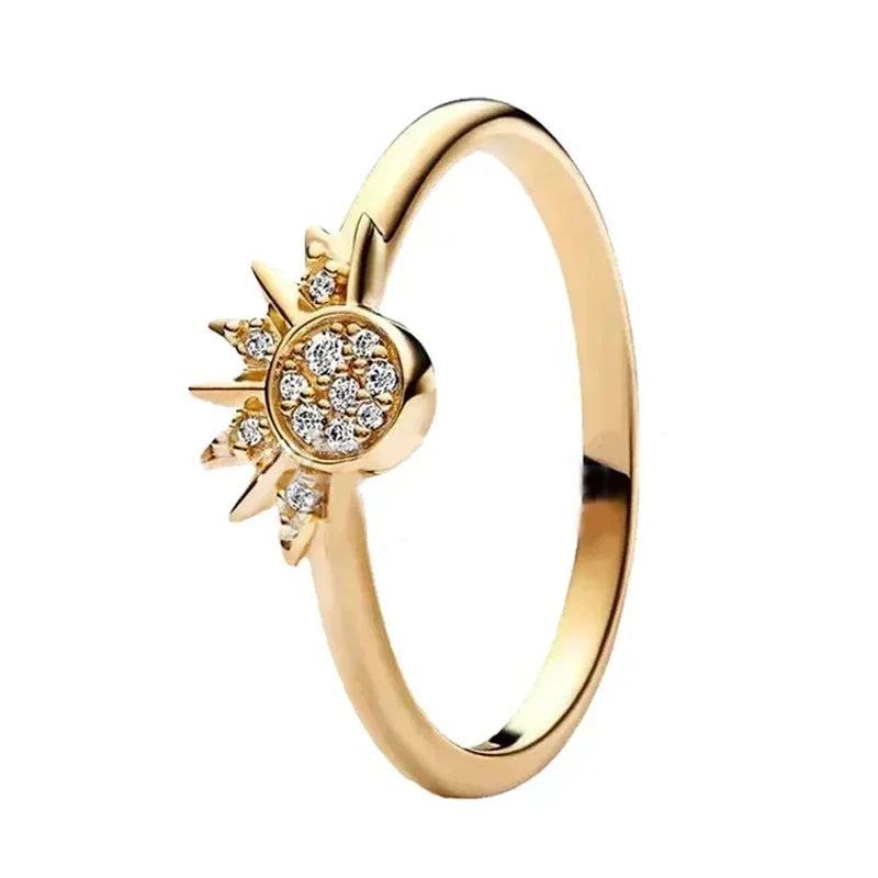 New Ring Original 925 Sterling Ring Heart Bow Sun Moon Star Flower Crown For Women Mother's Day Valentine's Day Gift DIY Jewelry