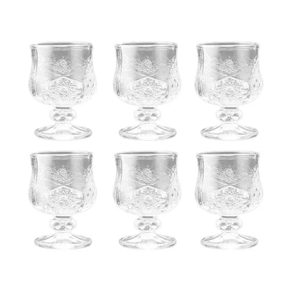 Diamond Carved Crystal Goblet – 6pcs High Foot Glass for Bar & Restaurant