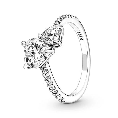 925 Sterling Silver Bow Heart Sun Moon Crystal Ring – DIY Gift Jewelry