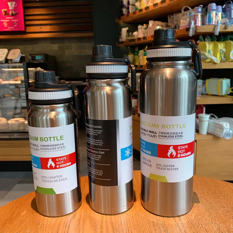 600/800/1000ML Portable Thermos Bottle – 304 Stainless Steel Double Wall Vacuum Flask