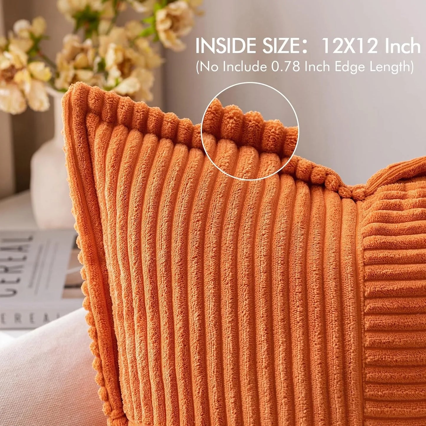 Broadside Ttriped Throw Cushion Cover 45x45cm Corduroy Pillow Covers with Splicing 18x18Inch Pillowcase for Sofa  Bed Livingroom