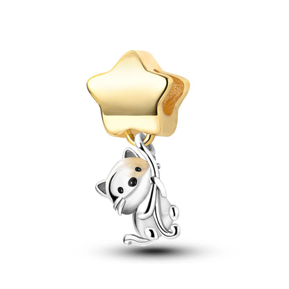 Silver Cute Animal Charm Bead – Penguin & Avocado Dangle Pendant for Bracelets