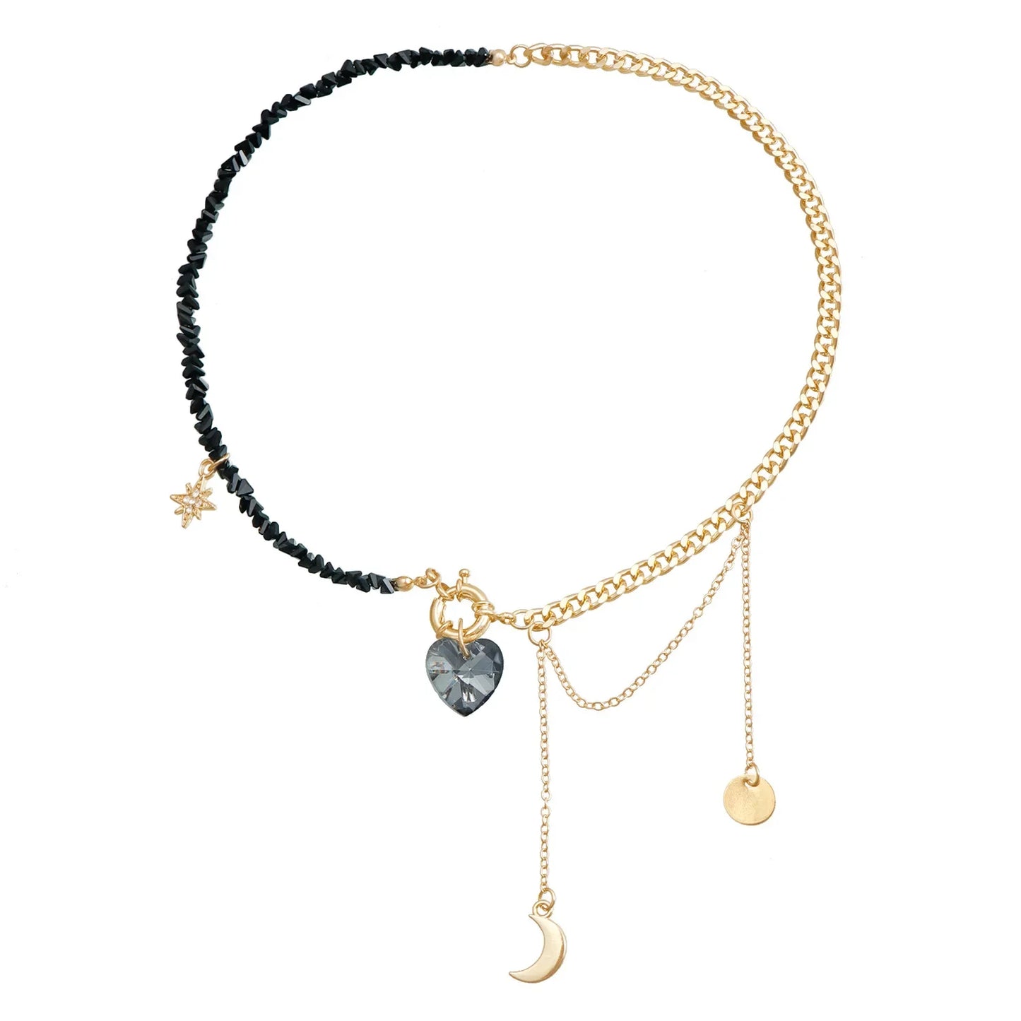 Layered Necklaces Heart Pendant Chain Jewellery Women Y2k Choker Glass Neck Collier Colar Feminino Cadenas Para Mujer for Girls