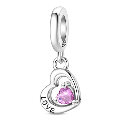 925 Sterling Silver Mom & Daughter Heart Charm – Mother's Day DIY Jewelry