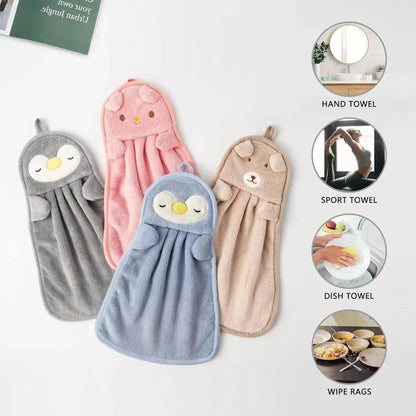 Cute Animal Kids Hand Towel – Soft Hanging Towel for Bathroom & Kitchen