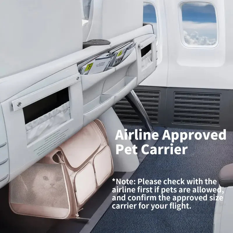 Airline Approved Pet Carrier Bag – Soft-Sided Backpack for Cats & Small Dogs
