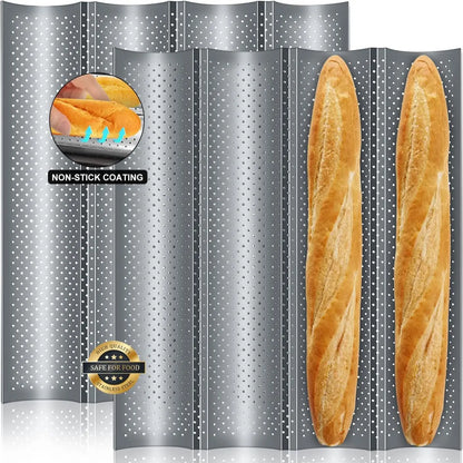 French Baguette Baking Pan – Non-Stick Wavy Bread Mold for Oven & Toaster