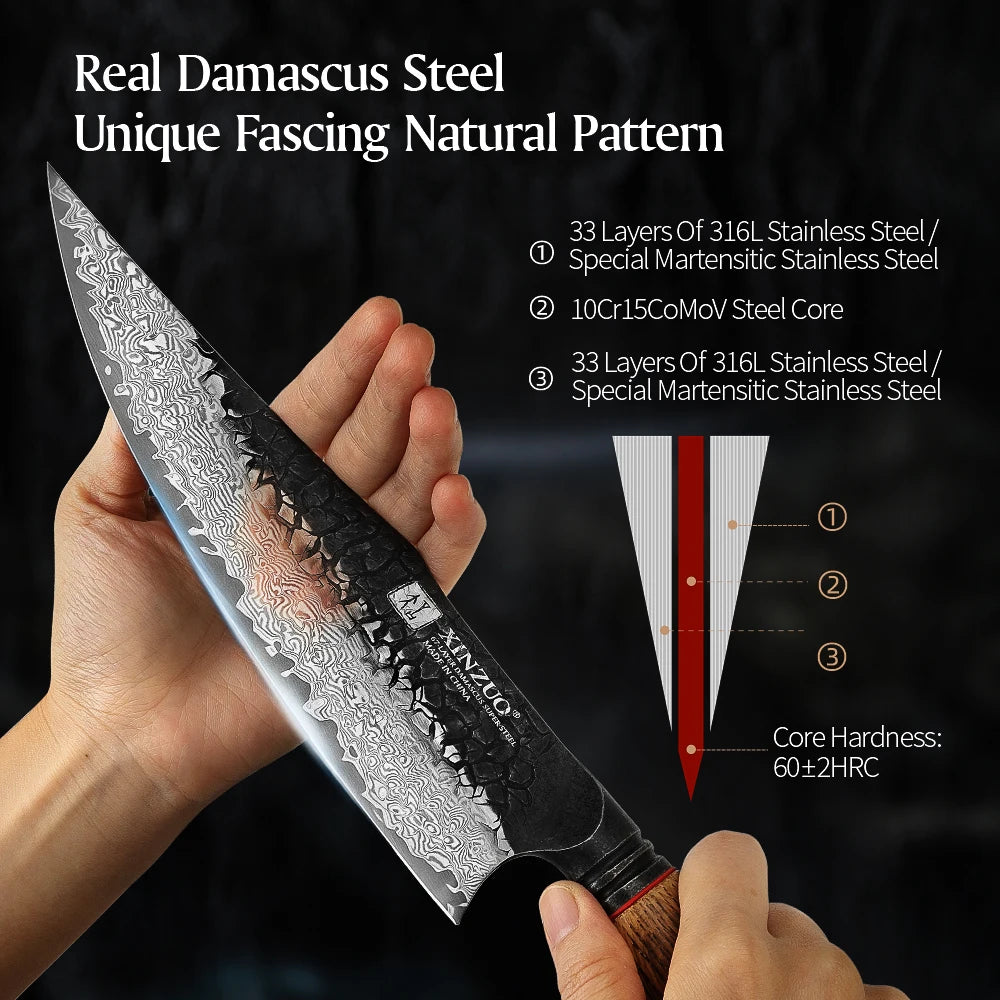 XINZUO 8.6-inch Damascus Chef Knife 67-layer craftsmanship hand forged knife 60±2 HRC hardness high-end gift in elegant box