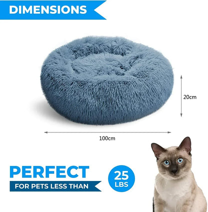 Self-Warming Round Pet Bed - Plush, Non-Slip Mat for Cats & Dogs - BeeTrendyShop.COM