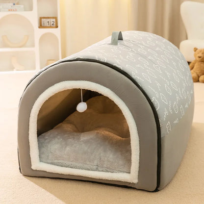 Extra Large Dog Bed - Winter Warm House-Style Bed with Removable Cover - BeeTrendyShop.COM