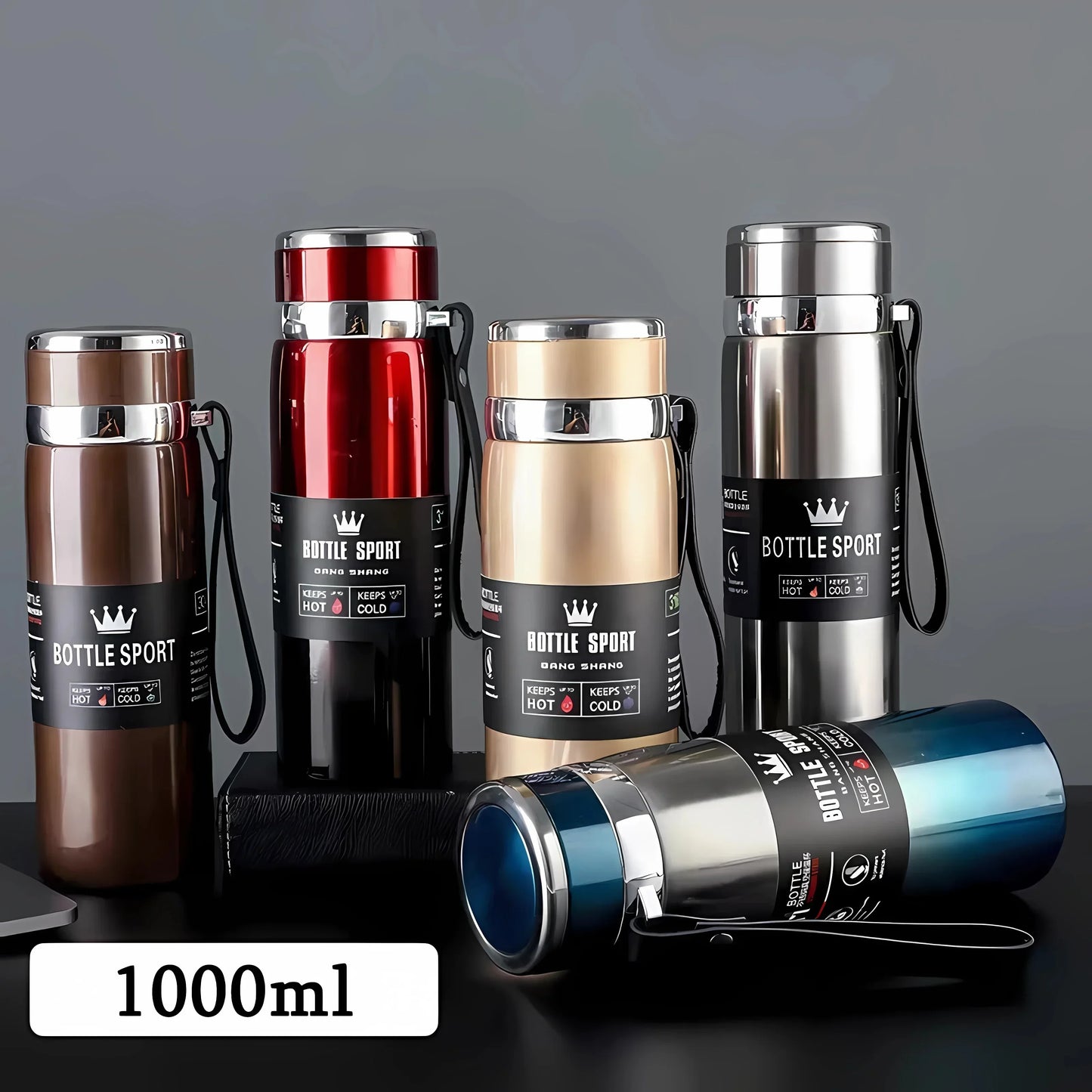 1L Stainless Steel Thermal Water Bottle – Vacuum Flask Thermos for Coffee, Tea & Water