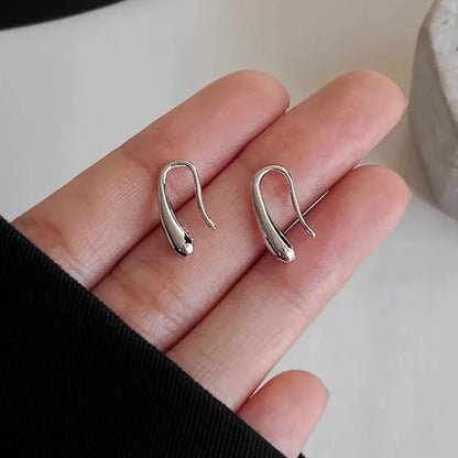 Silver Water Drop Stud Earrings – Simple Retro INS Jewelry for Women