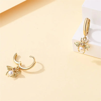 Pandach 925 Silver Pearl Bee Star Moon Stud Earrings – Trending Fashion Jewelry for Women