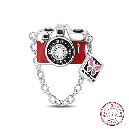 925 Sterling Silver Red Wine, Chili & Dumbbell Charm Bead – Fun DIY Jewelry