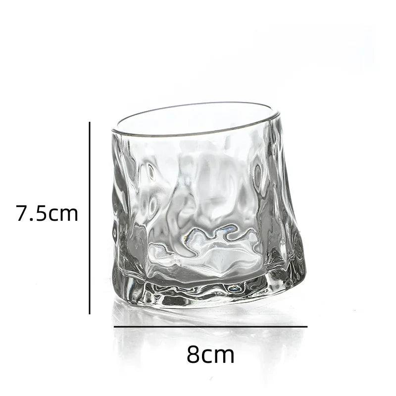 200ML Rotatable Whiskey Glass with Wooden Base – Novelty Old Fashioned Wine Cup