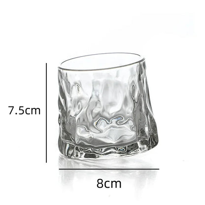 200ML Rotatable Whiskey Glass with Wooden Base – Novelty Old Fashioned Wine Cup