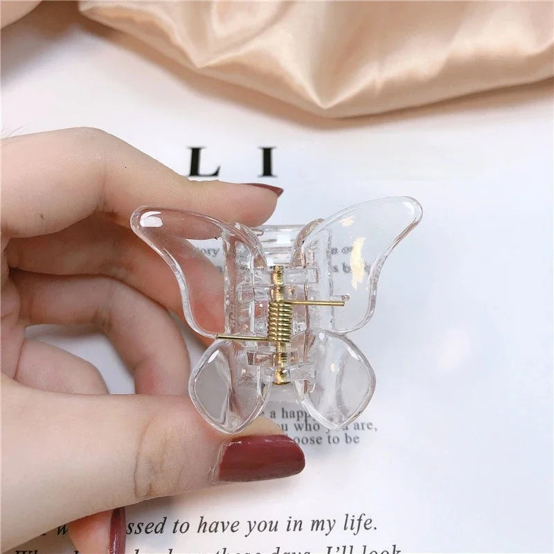Cute Butterfly Hair Claw Clip – Korean Solid Color Small Barrette for Women