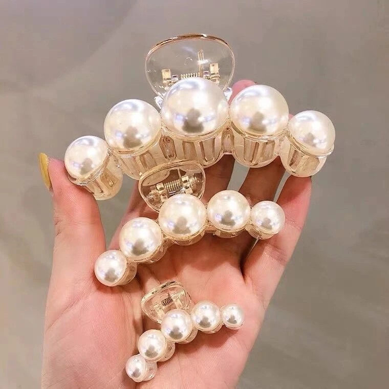 Korean Big Pearl Hair Claw Clip – Elegant Hairgrip Barrette for Women & Girls