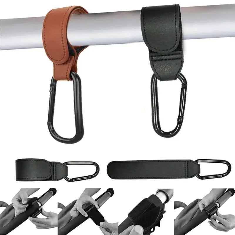 2Pcs Leather Cart Hooks Baby Stroller Hook