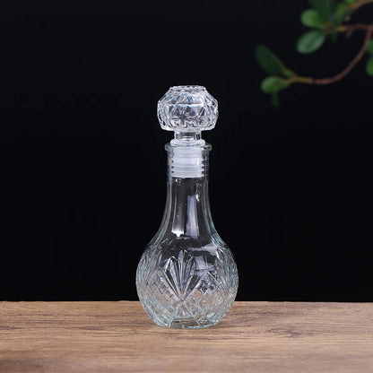 Mini Whiskey Decanter Bottle – 100/150ml Crystal Glass with 3D Carved Cap