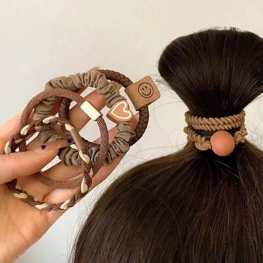 5pcs/Bag Seamless Bow Hair Ties