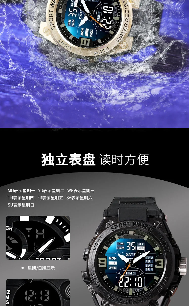 Digital Men Military Watch 50m Waterproof Wristwatch LED Quartz Clock Sport Watch Male Big Watches Men Relogios Masculino