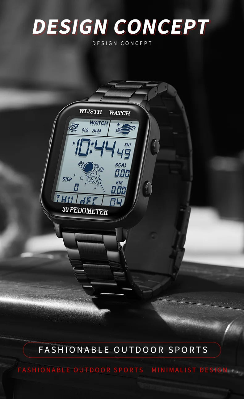 Digital Watche for Man Stopwatch Wristwatch Clock Electronic Watch Outdoor Timing Wristwatch Multi-Function Digital montre homme