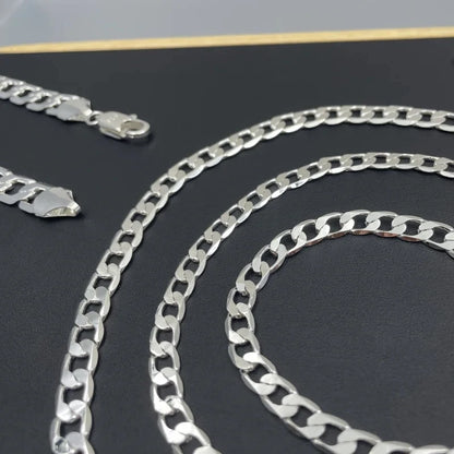 925 Sterling Silver Face Chain Necklace – 2mm to 12mm Widths, Unisex Fine Jewelry