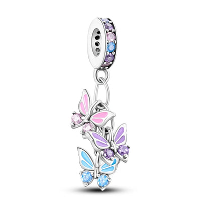 925 Sterling Silver Colorful Butterfly & Insect Zircon Charm Bead – DIY Jewelry