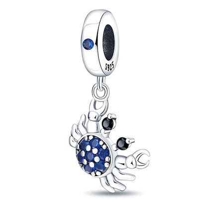 925 Sterling Silver Blue Crab & Red Lobster Charm Bead – Ocean DIY Jewelry