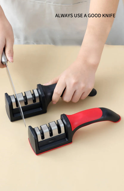 Handheld 3-Stage Knife Sharpener – Multi-Function Quick Sharpening Tool with Non-Slip Base