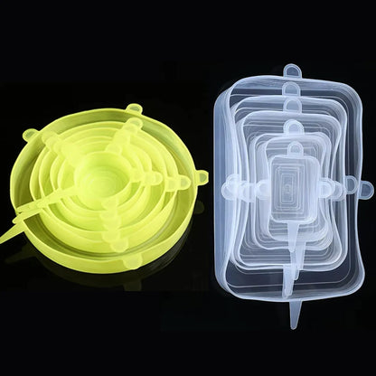 6-Piece Silicone Stretch Lids – Universal Microwave Food Covers & Elastic Bowl Caps