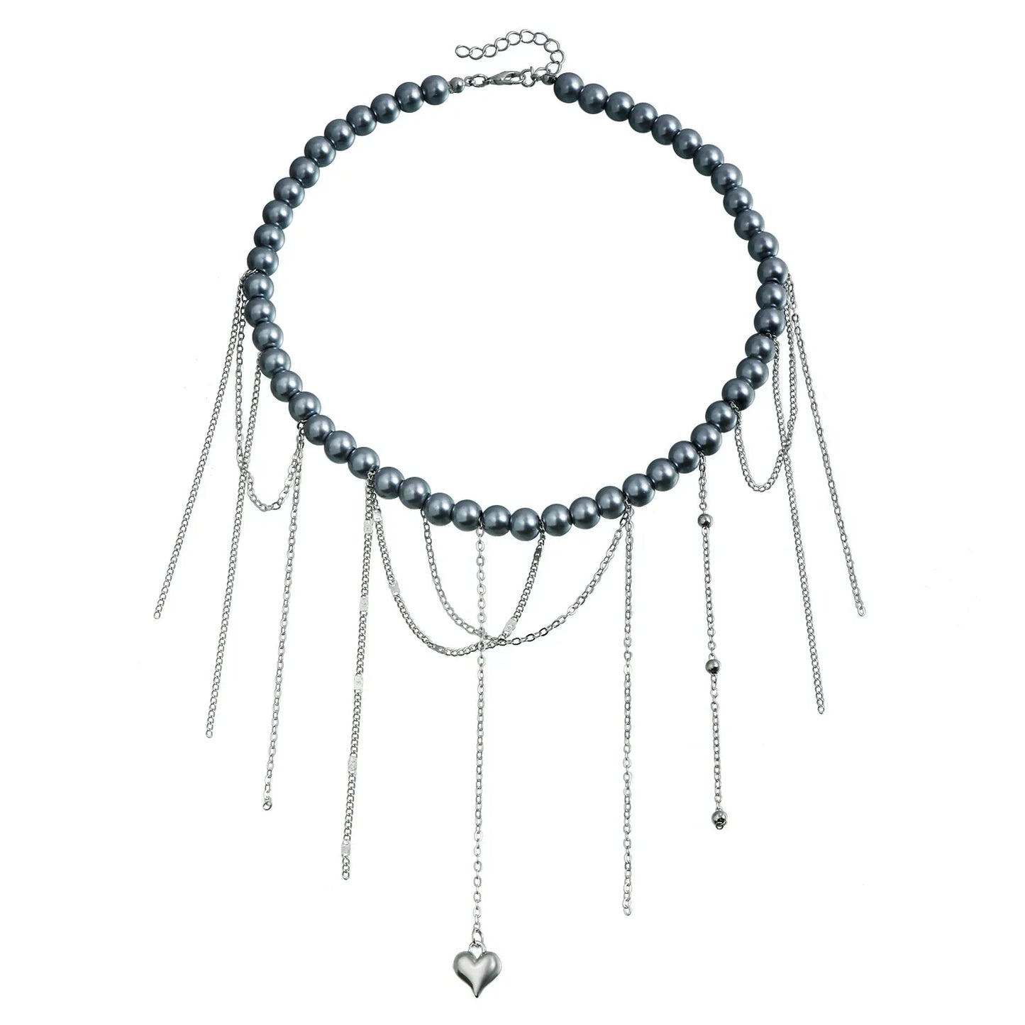 Layered Necklaces Heart Pendant Chain Jewellery Women Y2k Choker Glass Neck Collier Colar Feminino Cadenas Para Mujer for Girls