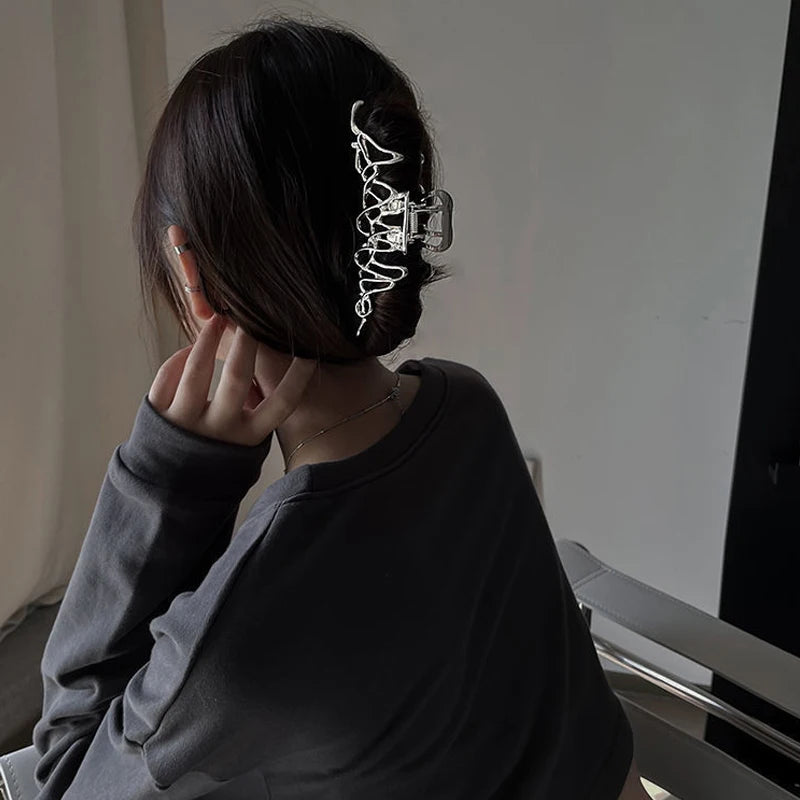 Large Metal Hair Claw Clip – Punk & Vintage Style Barrette for Women
