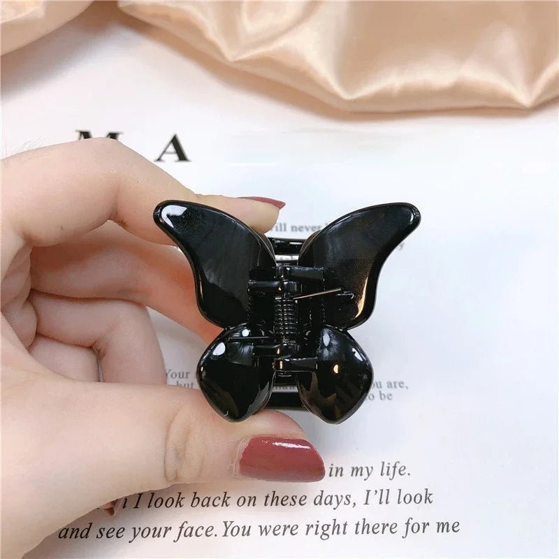 Cute Butterfly Hair Claw Clip – Korean Solid Color Small Barrette for Women