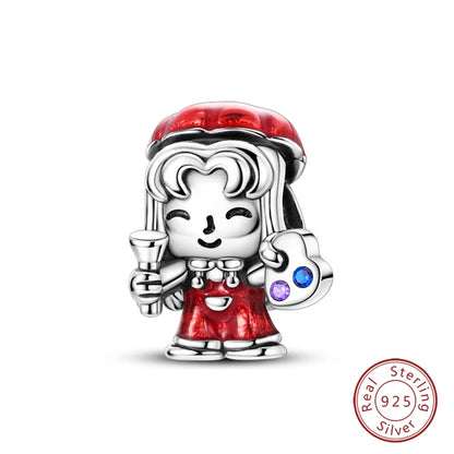 925 Sterling Silver Red Wine, Chili & Dumbbell Charm Bead – Fun DIY Jewelry