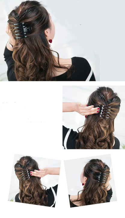 Simple Black Ponytail Hair Claw Clip – Korean Acrylic Barrette for Women