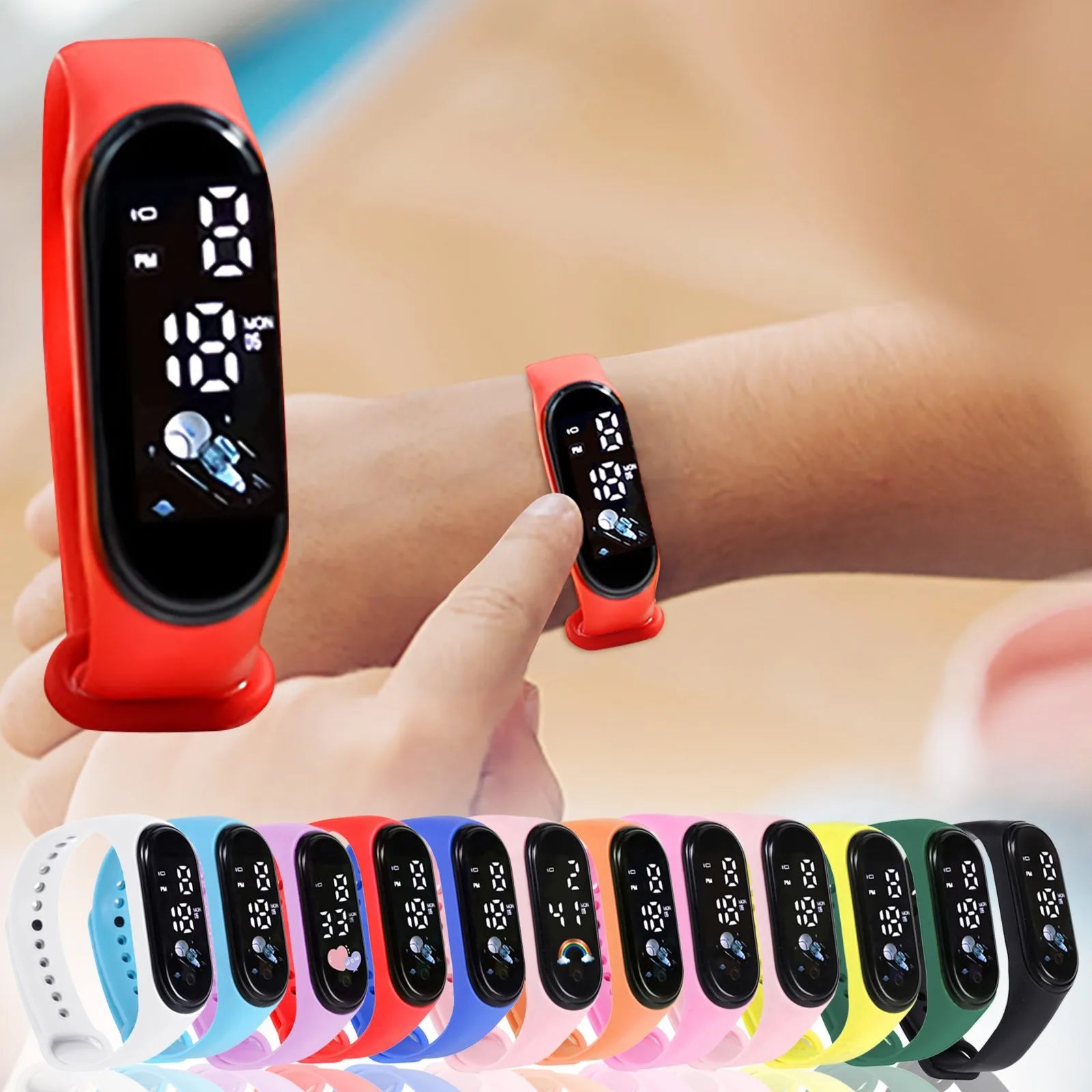 Kawaii Smart Watch For Kids Fashion Outdoor Waterproof Sports Kids' Watches Boy Girls Digital Watches Silicone montre enfant - BeeTrendyShop.COM