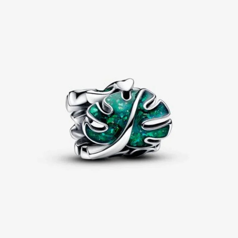 Original 925 Sterling Silver Green Coconut Tree Frog Clover Dangle Charm Beads Charms DIY Bangle Necklace Fine Jewellery Gift