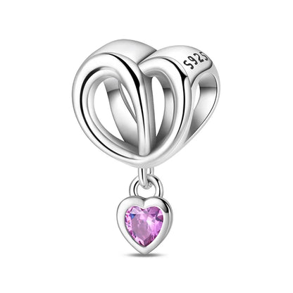 925 Sterling Silver Mom & Daughter Heart Charm – Mother's Day DIY Jewelry