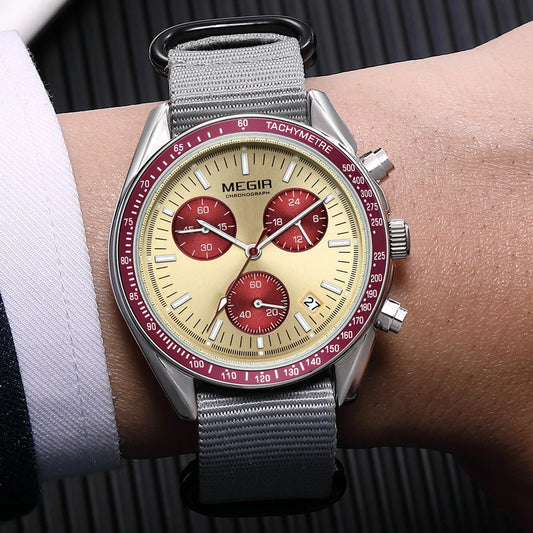 MEGIR Fashion Men Quartz Wristwatches Military Sport Watches Canvas Strap Waterproof Chronograph Clock Gift for Men Montre Homme