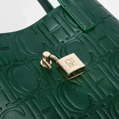 CH Large Capacity Handbag Luxury Brand Temperament Letter Print with Lock Design 2025 Trendy Women's Crossbody Bag - BeeTrendyShop.COM