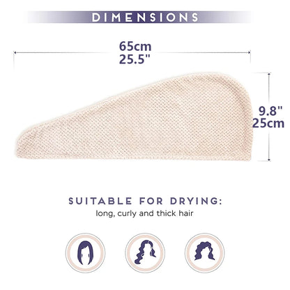 Solid Color Hair Towel Textured Dry Hair Cap 9.8 "X 25.5" Absorbent Hair Towel Wrap for Button-down Women - BeeTrendyShop.COM