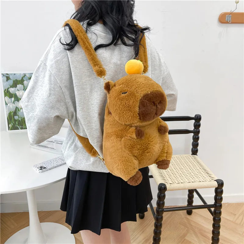 Cute Soft Plush Capybara Backpack Girl Fashionable Crossbody Bag for Women Kawaii Shoulder Bag for Children Gifts for Girlfriend - BeeTrendyShop.COM