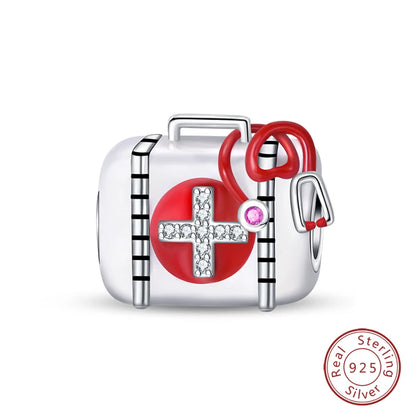 925 Sterling Silver Red Wine, Chili & Dumbbell Charm Bead – Fun DIY Jewelry