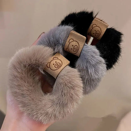 Korean Plush Bear Scrunchies - High Elastic Hair Ties - BeeTrendyShop.COM