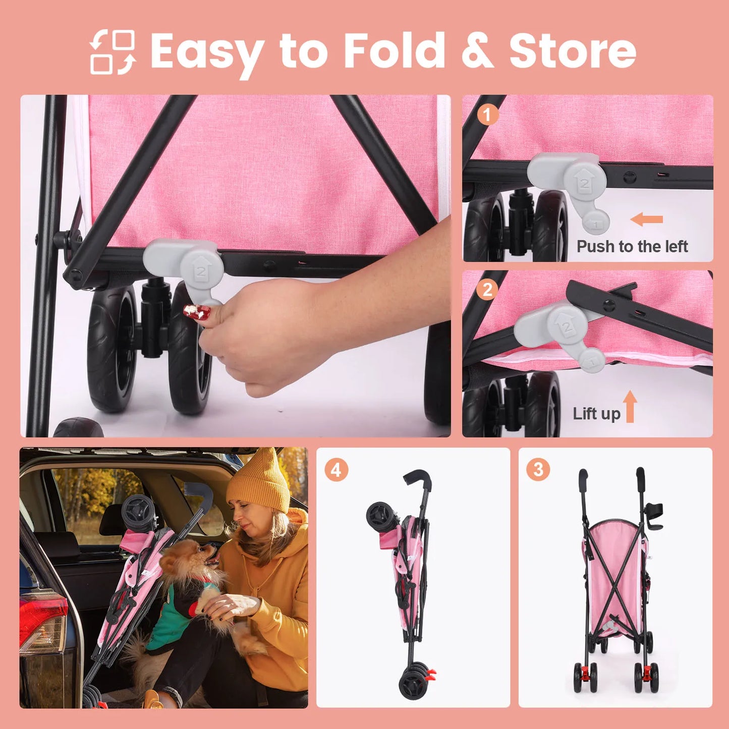 Portable Pet Stroller - Breathable Carrier for Small Dogs & Cats