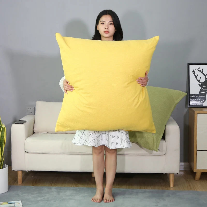 Large Soft Sofa & Bed Backrest Cushion Cover 80CM – Solid Color Washable Huge Pillow Case Protector