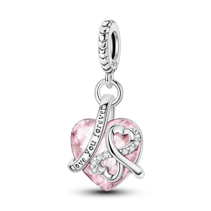 925 Sterling Silver Tree of Life & Peach Heart Charm Bead – Sweet Love DIY Jewelry