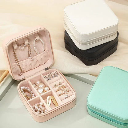 Portable Mini Jewelry Storage Box for Travel – Compact Organizer for Rings, Earrings & Necklaces